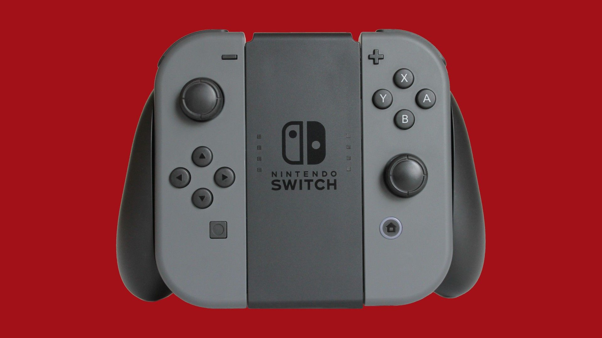 A pair of Nintendo Switch Joy-Con controllers inside the Nintendo Switch Charging Grip.