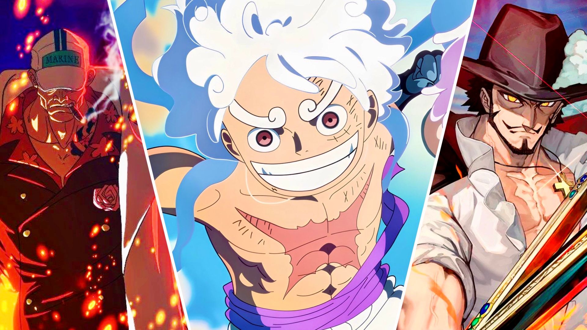 Picture of Akainu, Luffy and Mihawk