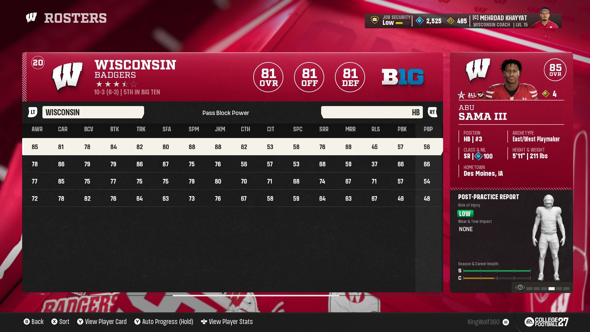 Player Stats 7 - College Football 27