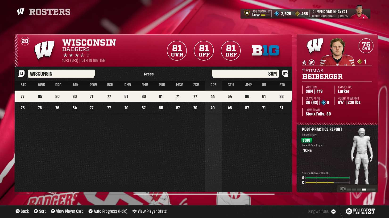 Player Stats 8 - College Football 27
