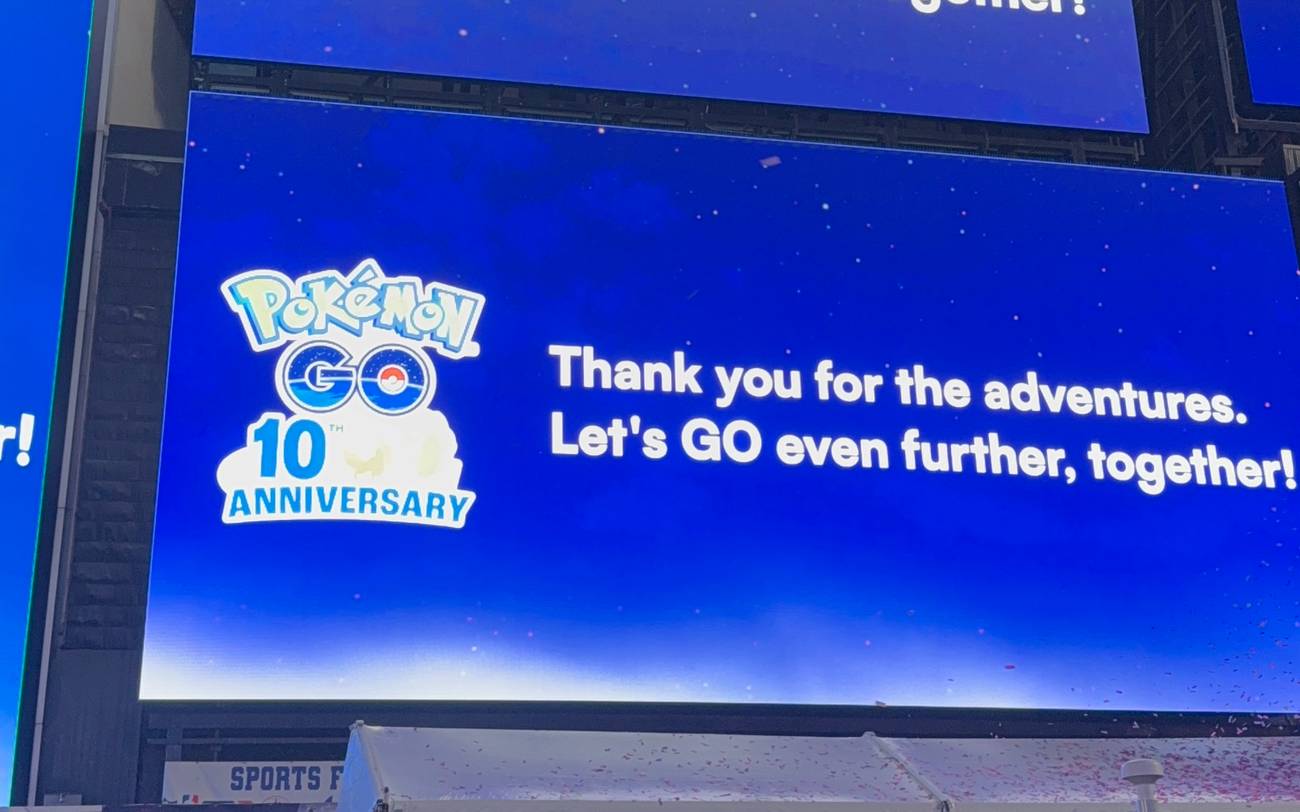 pokemon go thank you message times square