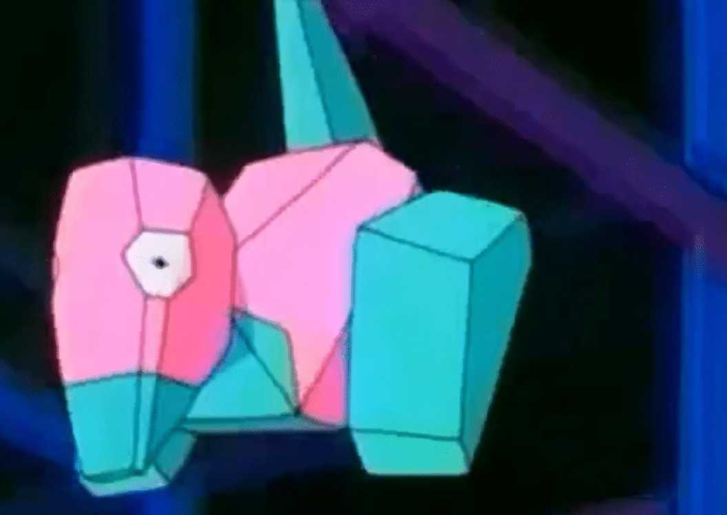 Porygon floating inside the virtual space in which he lived.