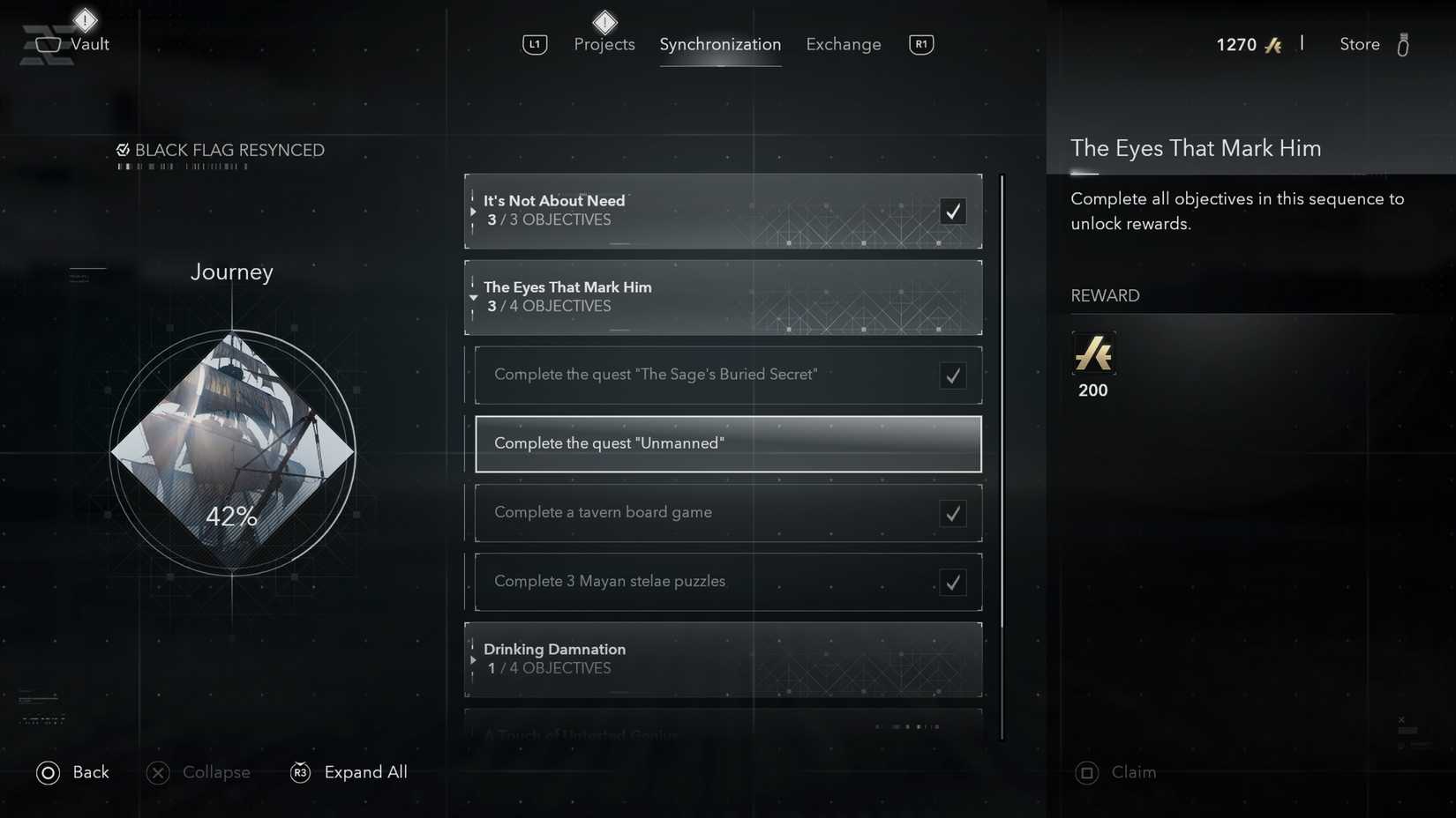 Progress Main Story Quests Farm Animus Keys AC Black Flag Resynced