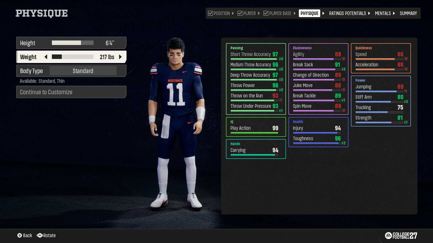Quarterback Size Best Height, Weight, and Body Type in College Football 27
