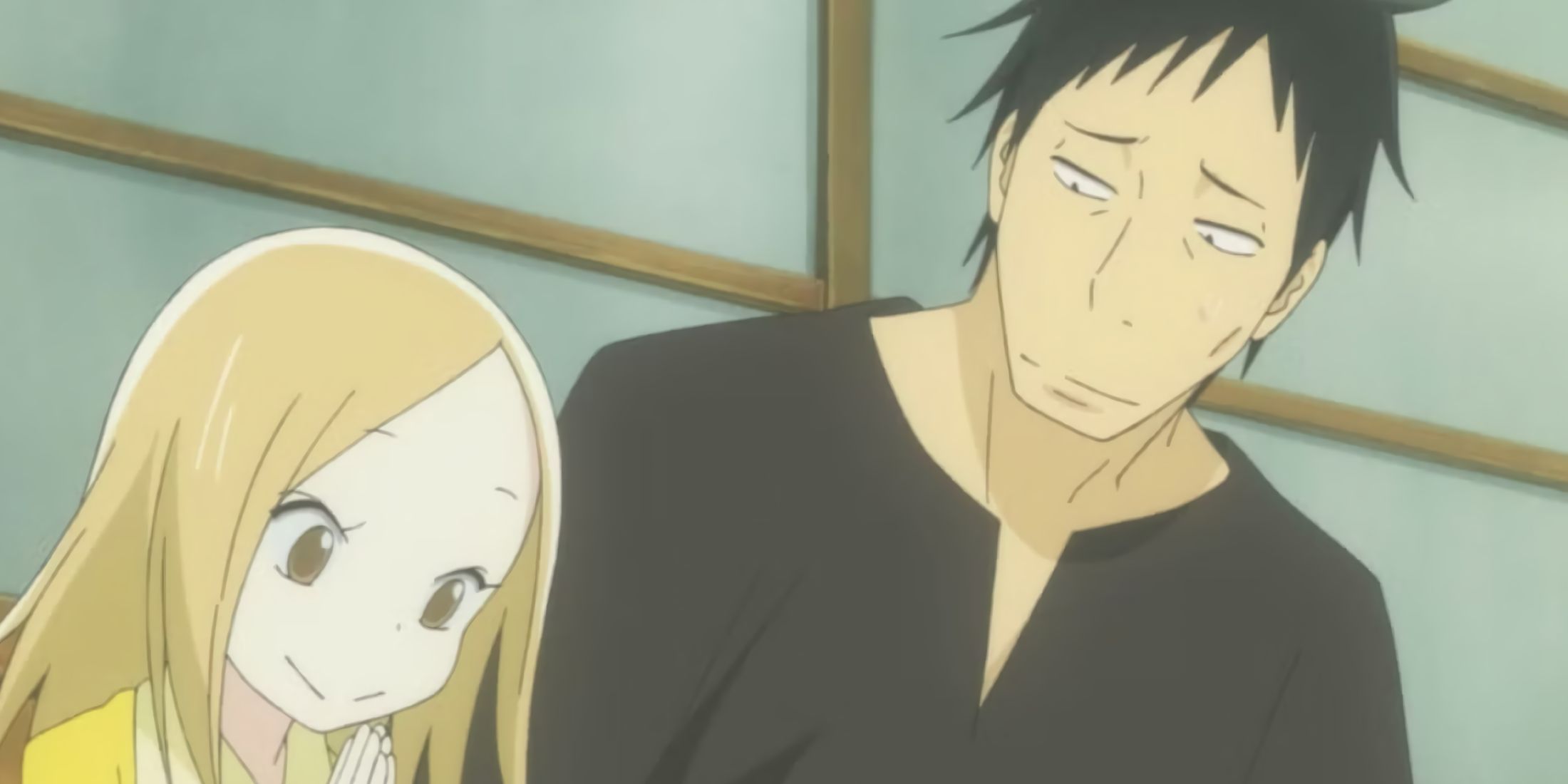 Rin and Daikichi are ready to eat together. 
