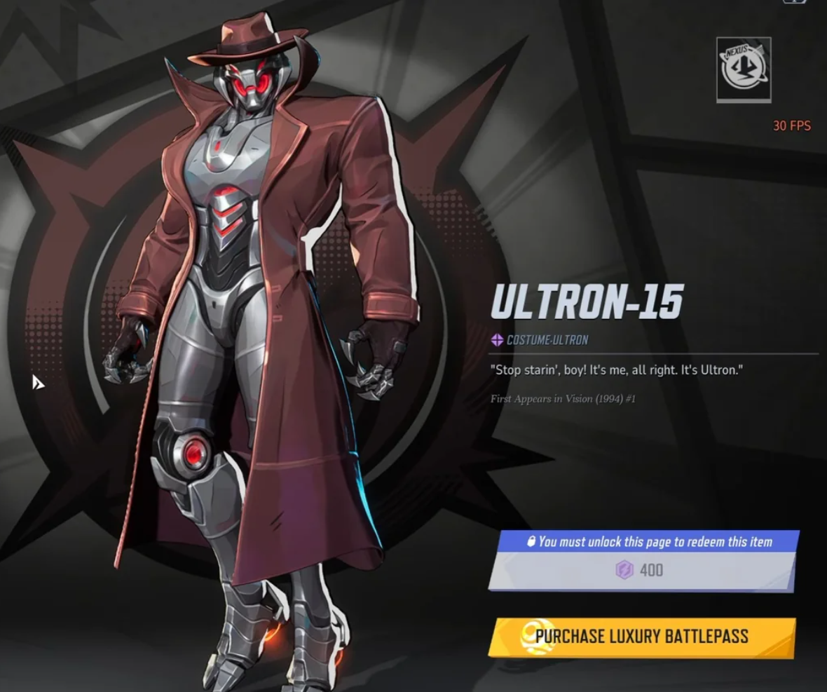 ultron 15 in the marvel rivals menu