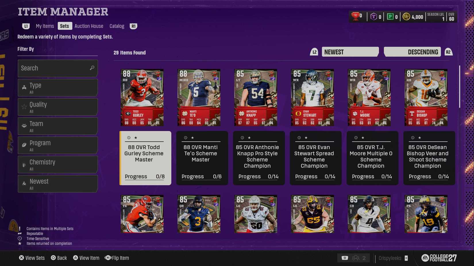 Set Menu - College Football 27