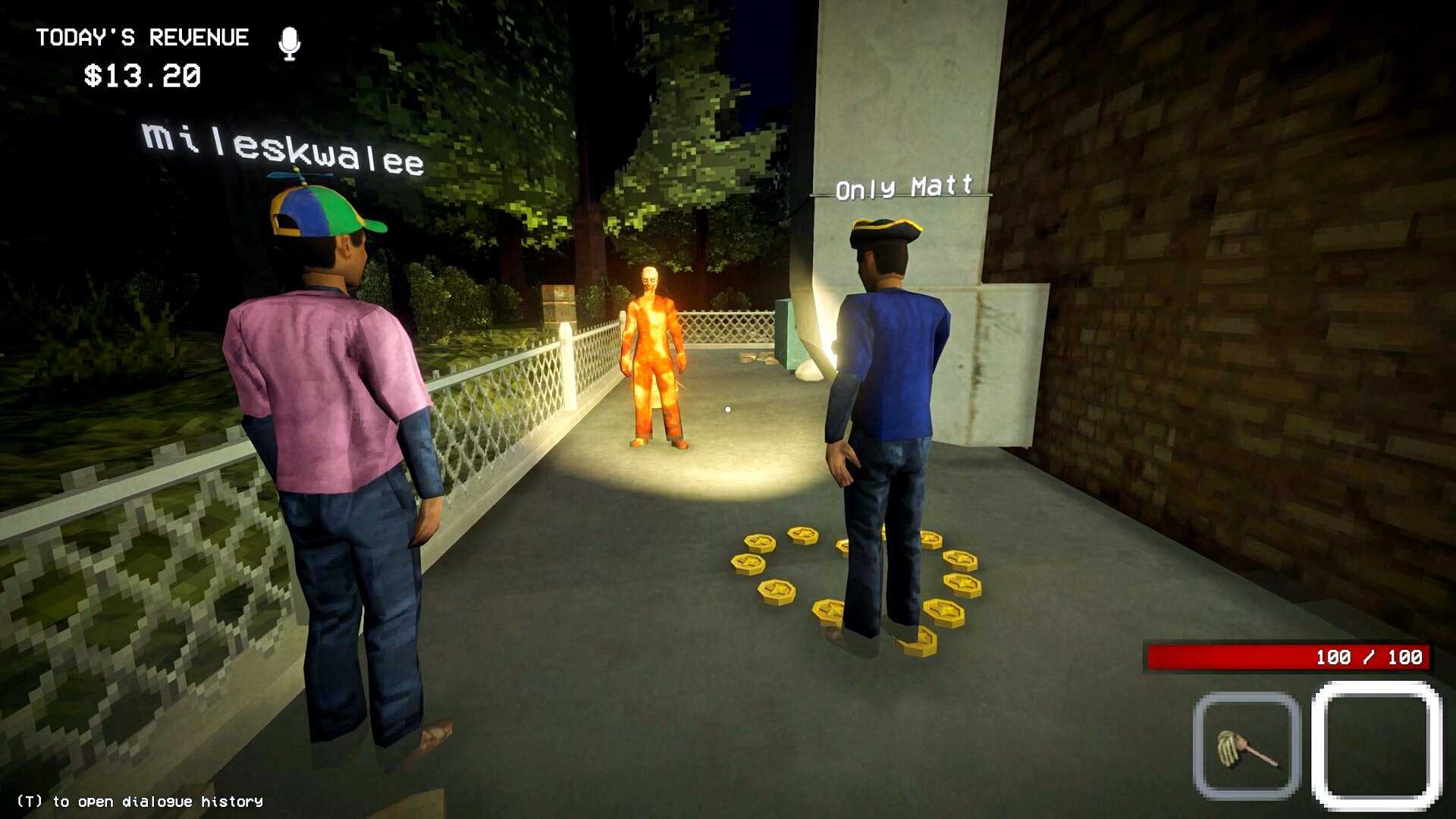 three players in shift at midnight's co-op mode inspecting a doppelganger.