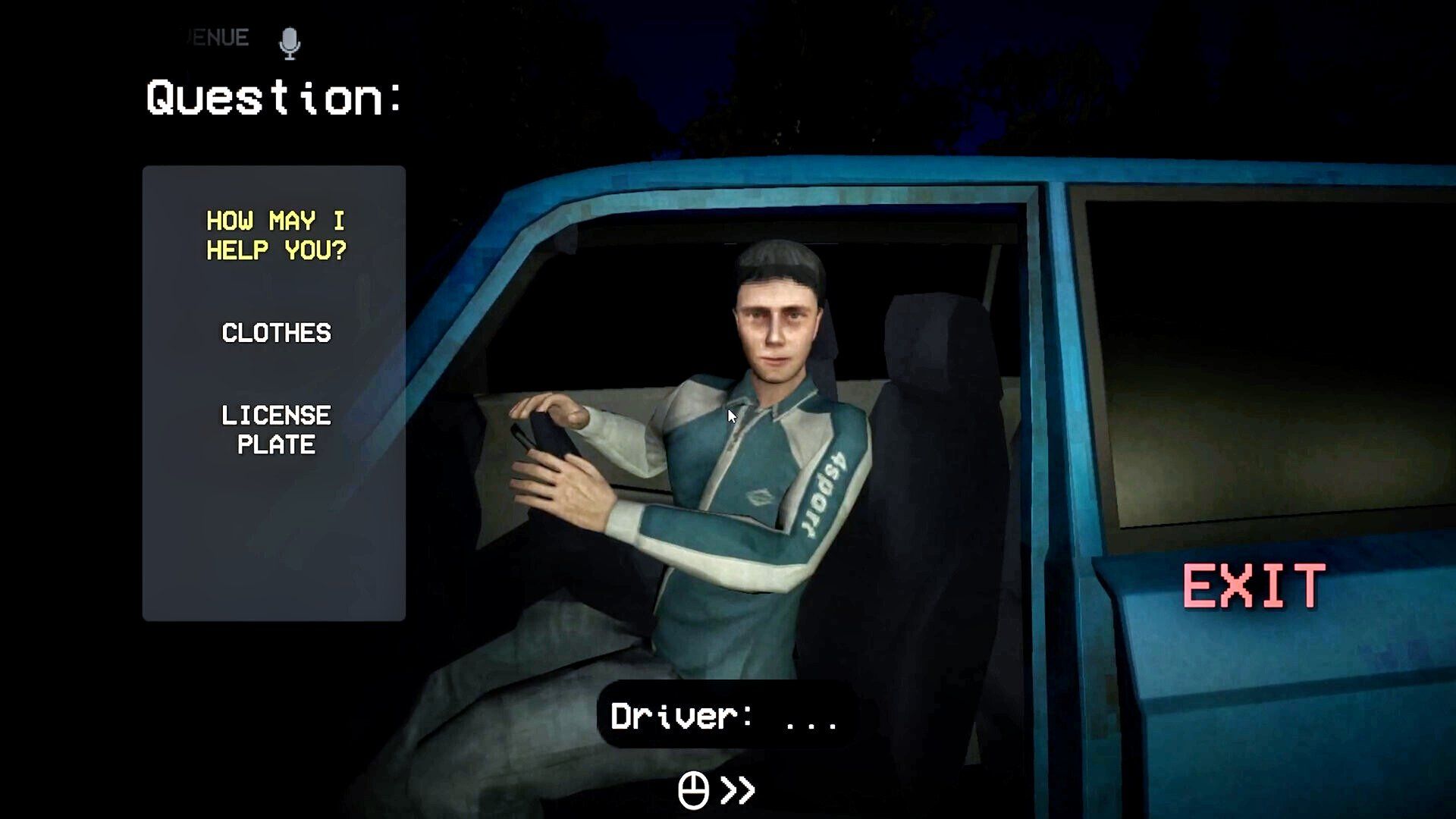 an npc in shift at midnight asking for a gas fill-up.