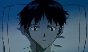 Shinji lying in bed while thinking about what has happened in his life.