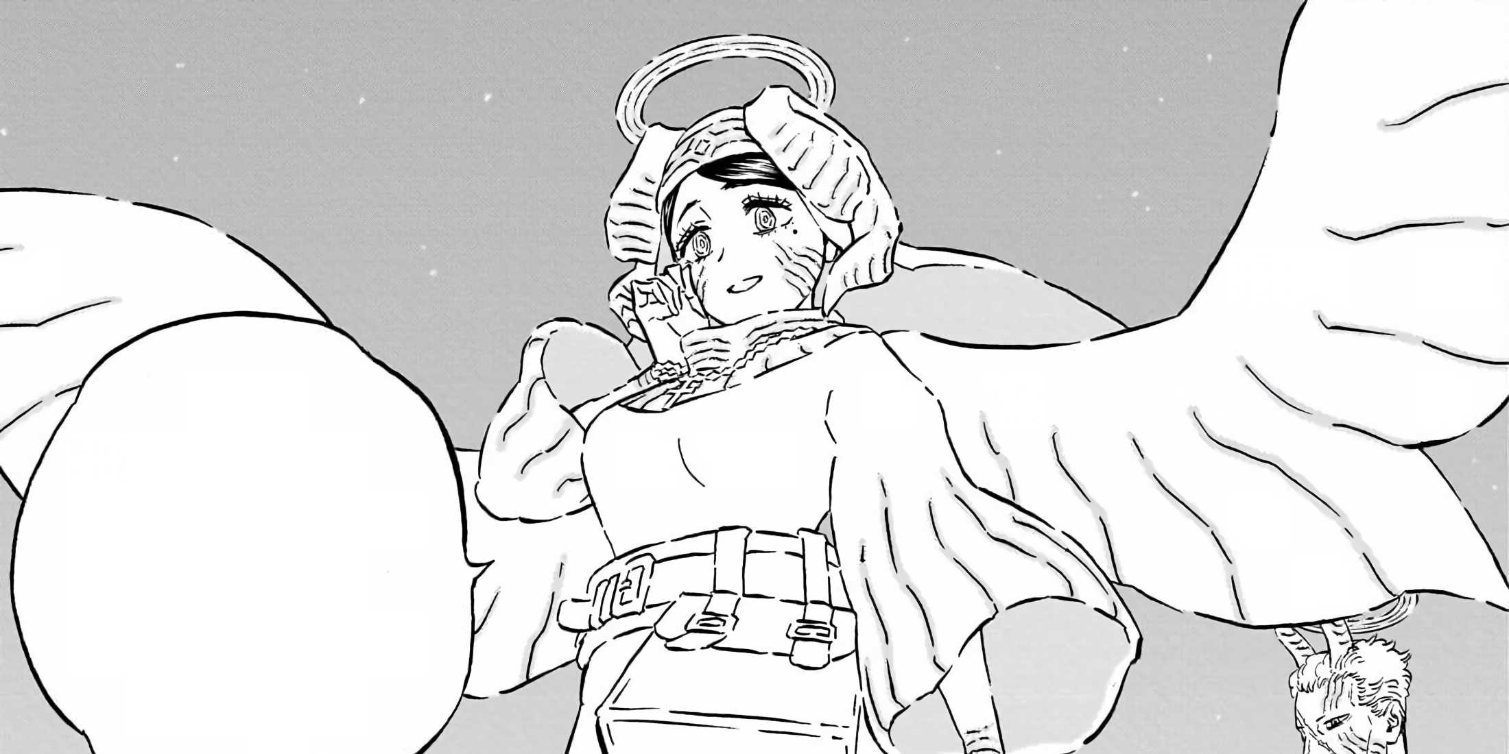 Sister Lily prepares to fight against Asta, smiling coldly at him.