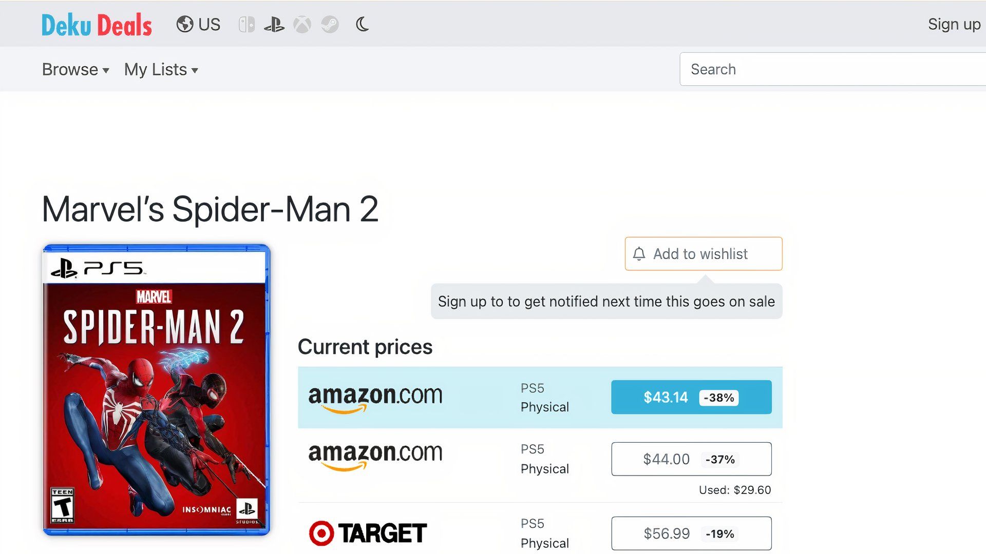 deku deal best ps5 disc prices for spider-man 2.