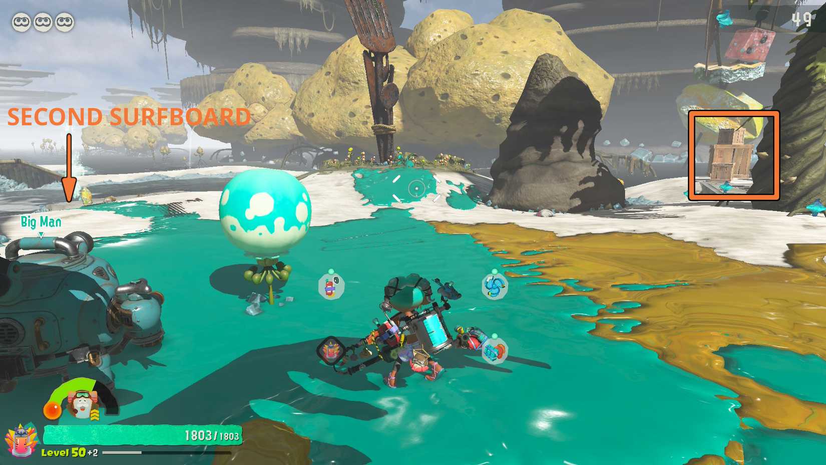 The crate with the Carbanyara Wetlands Old Compass in Splatoon Raiders.