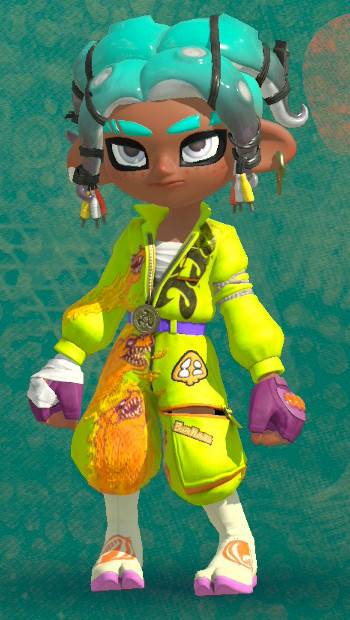 The Frye amiibo outfit in Splatoon Raiders.