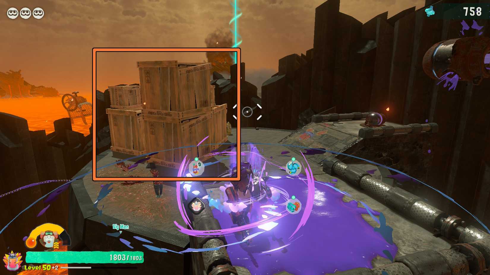 The crate with the Kurmuh Lava Flows Old Compass in Splatoon Raiders.
