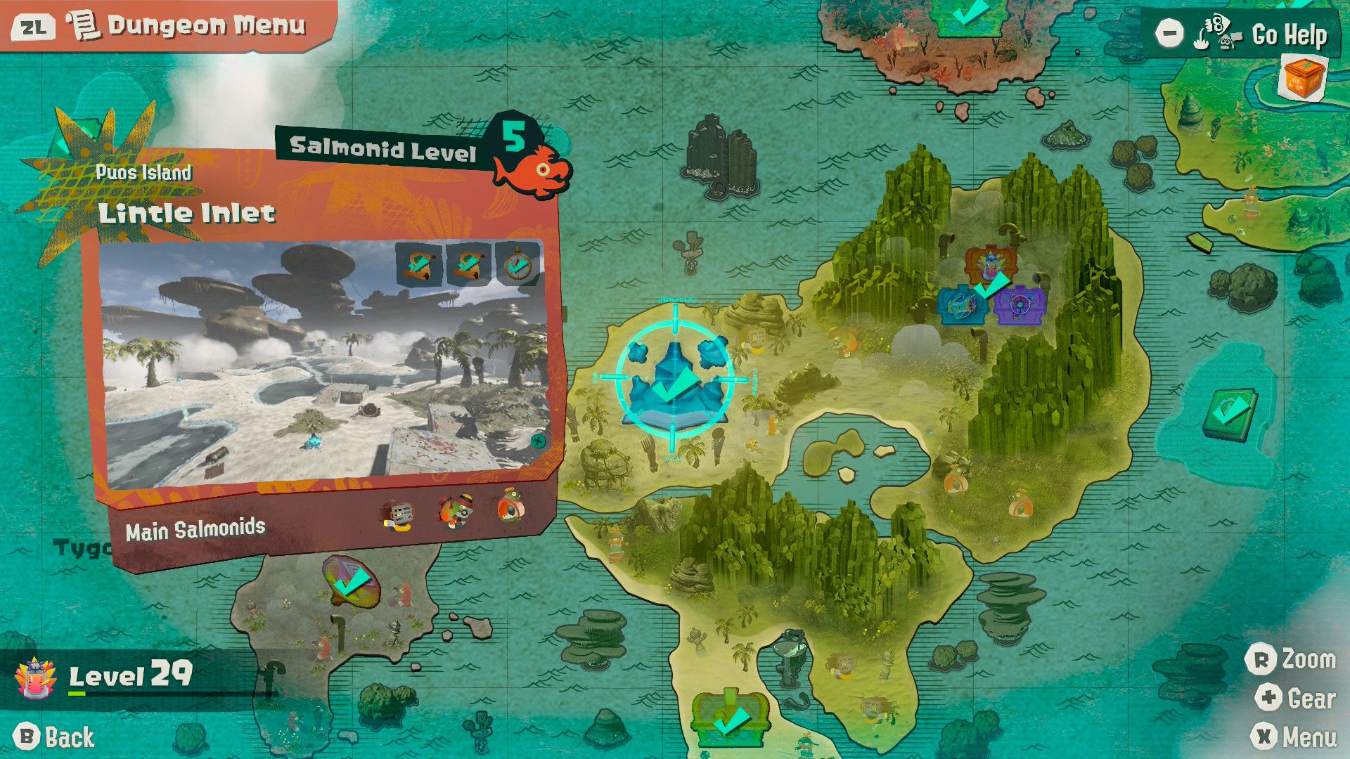 Lintle Inlet on the map in Splatoon Raiders.