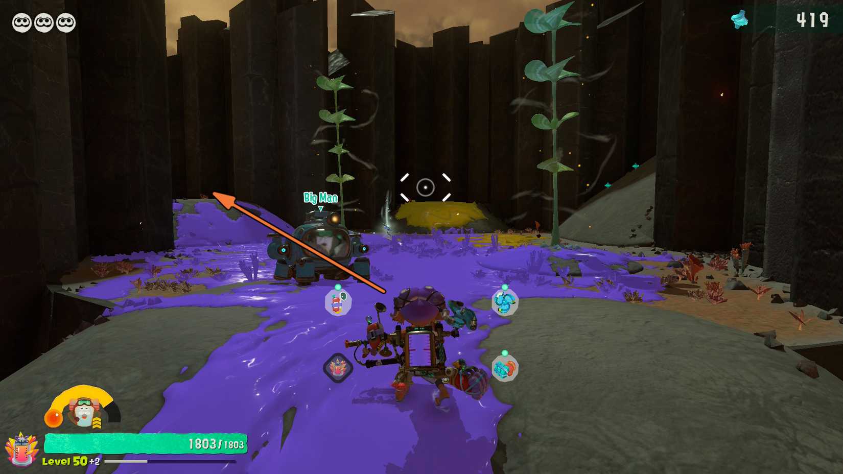 The path to the crate with the Yaksubi Volcano Old Compass in Splatoon Raiders.