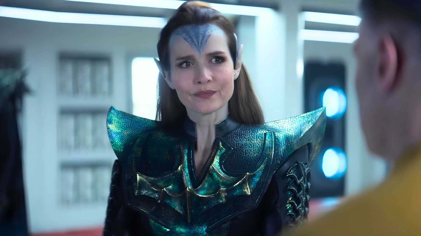 Saffron Burrows as Martian Commander Castell in Star Trek: Strange New Worlds Season 4, Episode 1