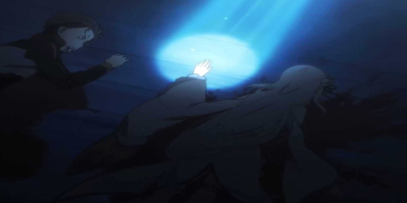 Subaru and Emilia on the ground seen in Season 1 Episode 1 of ReZero Starting Life in Another World