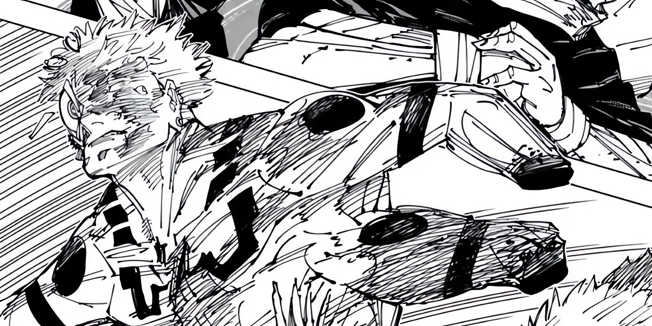In the final battle against the heroes, Sukuna was hit by Dismantle.