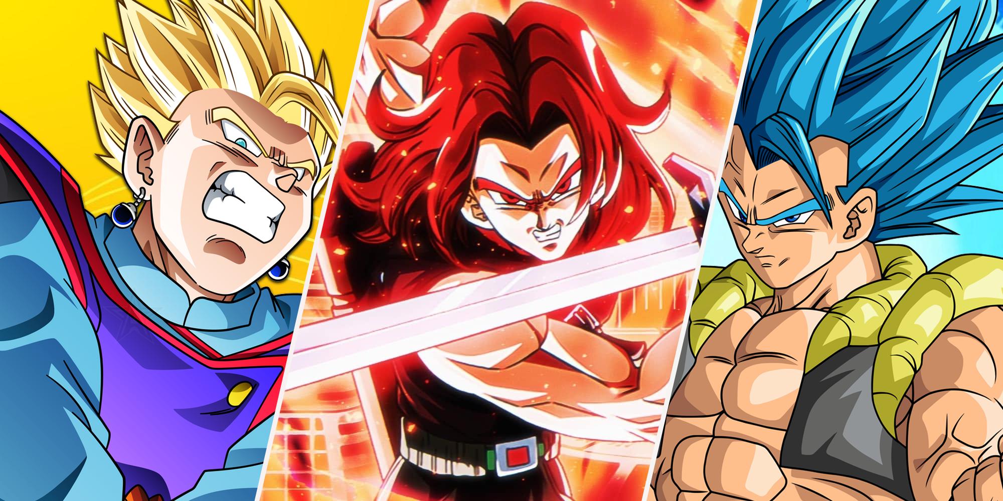 Super Saiyan Gohan, Geno Trunks, and Gogeta Blue