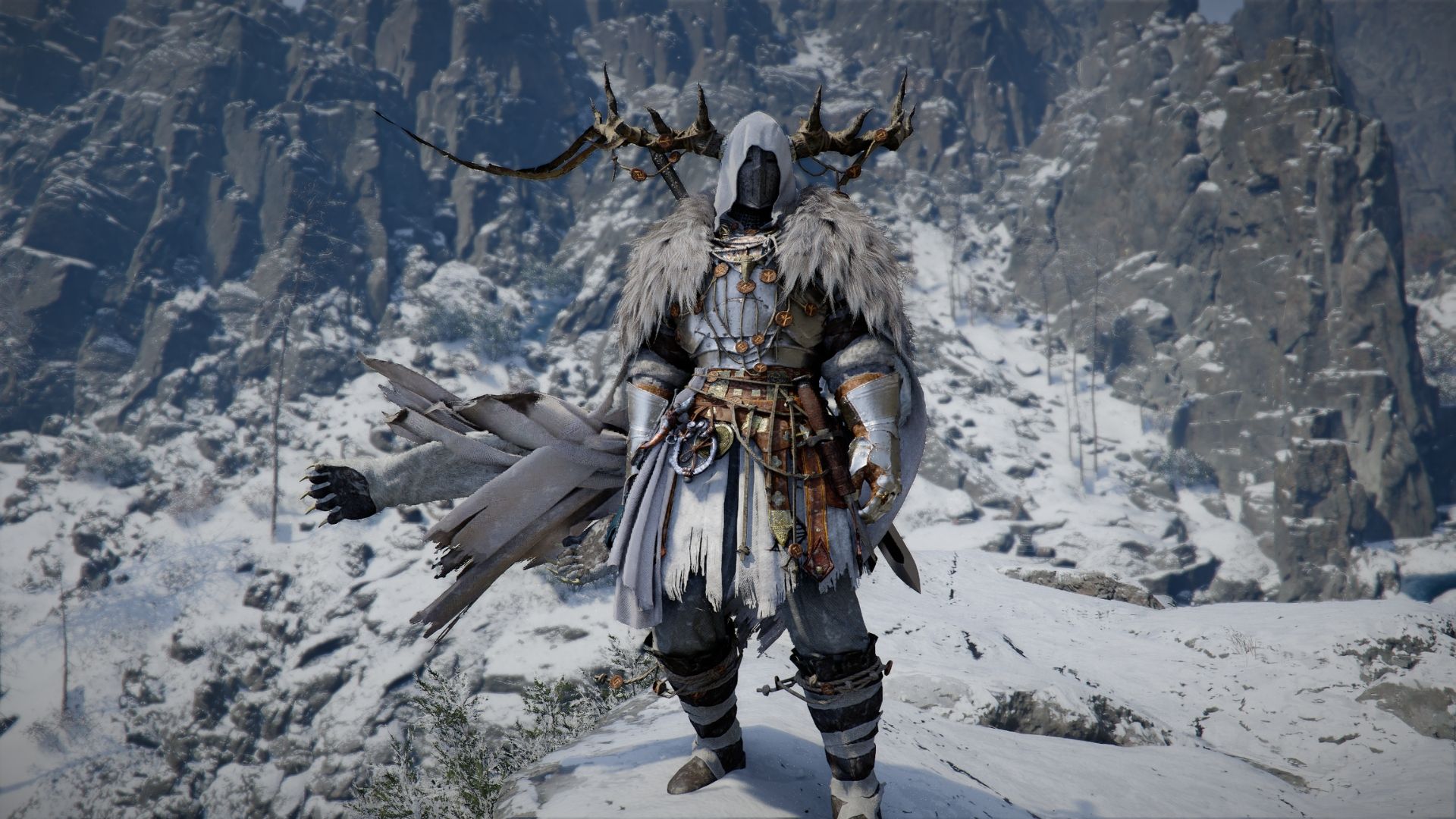Tarandus gray armor, set in a red desert