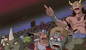 The demons react to the fights happening during the beginning of the Demon World Tournament.