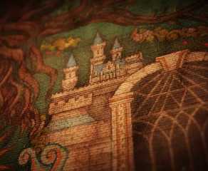 A Shot of a tapestry that depicts Hyrule Castle from the Legend of Zelda Ocarina of Time remake reveal trailer.