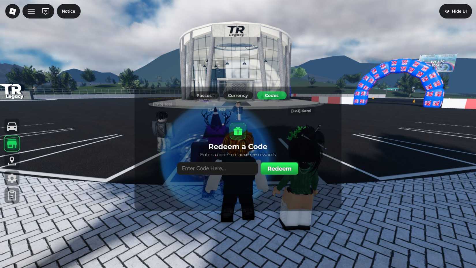 TR Legacy - Codes tab