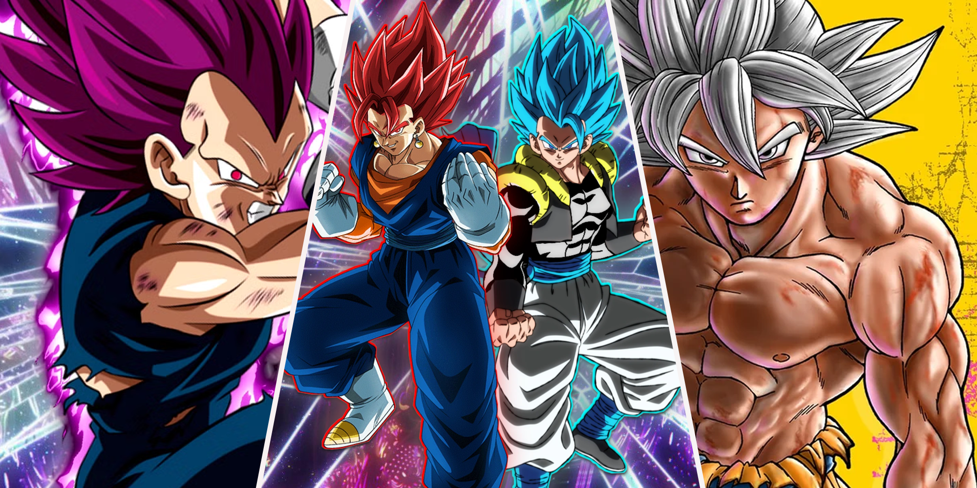Super Ego Vegeta, Super Saiyan God Vegeta, Super Saiyan Blue Gogeta, Completely Super Instinct Son Goku
