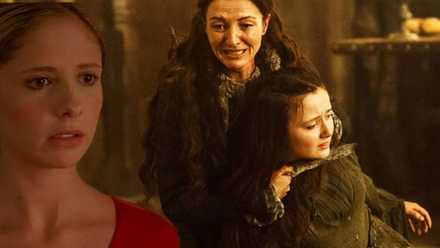 A combined image of Buffy in Buffy and Catelyn in Game of Thrones