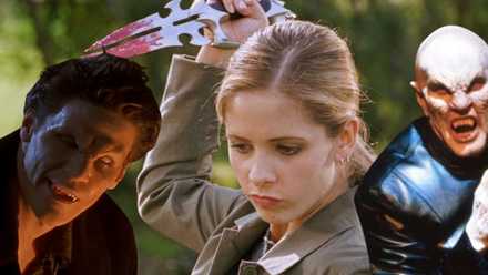 A combined image of Angelus, Buffy Summers, and The Master in Buffy the Vampire Slayer