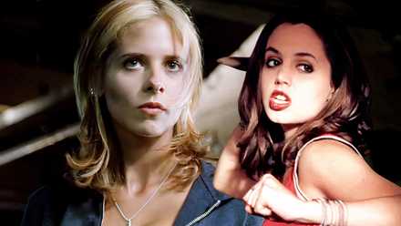 A combined image of Buffy Summers and Faith Lehane in Buffy the Vampire Slayer