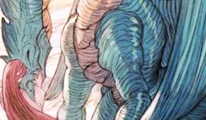 Veldanava in Dragon form as he shows affection to his wife.