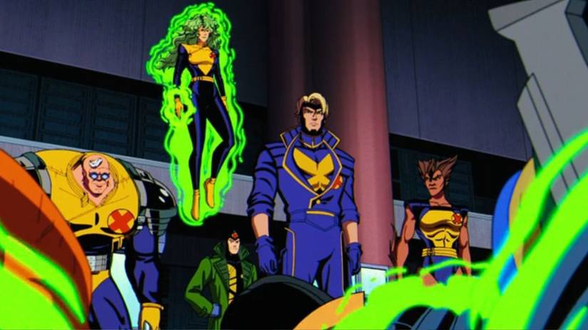 X-Force captures, consisting of X-Factor, Strong Guy, Polaris, Multiple Man, Havok, and Wolfsbane