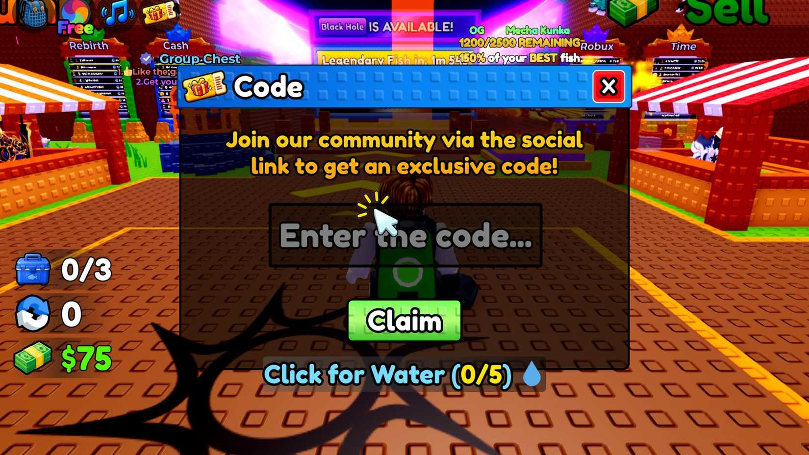 +1 Drain Water Per Click the codes tab