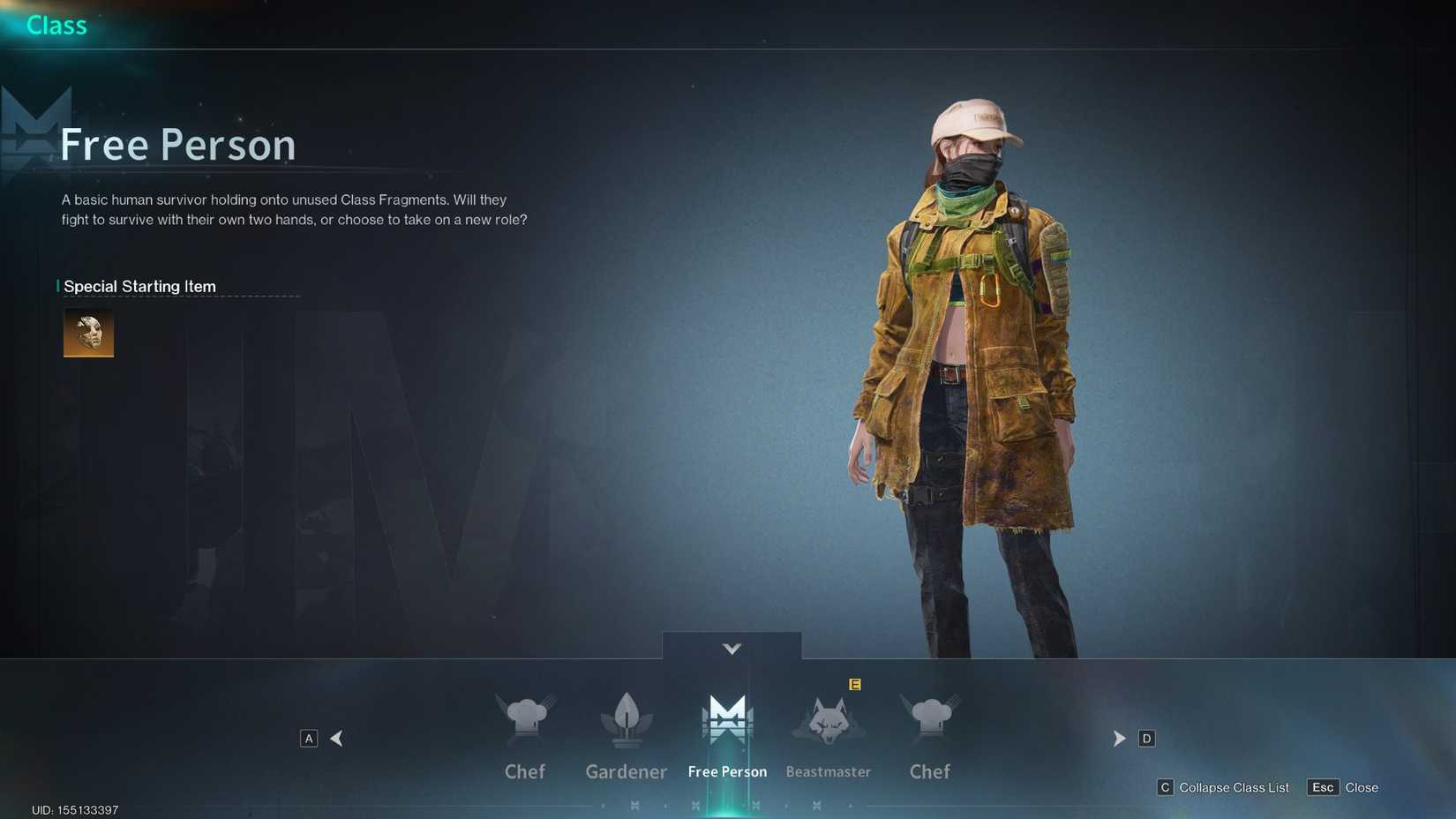 Once Human Free Person Class