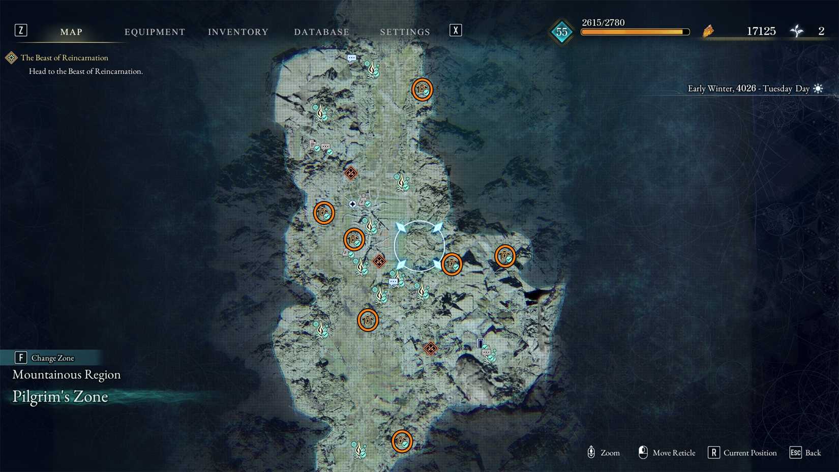 all Mountainous Region Pilgrim Zone shrines location in beast of reincarnation