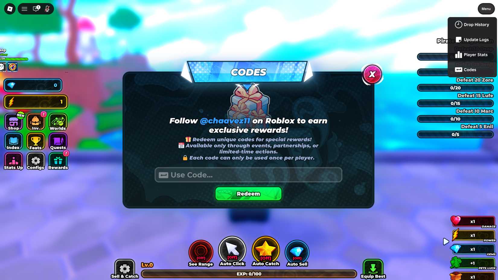 How to redeem codes in Anime Capture