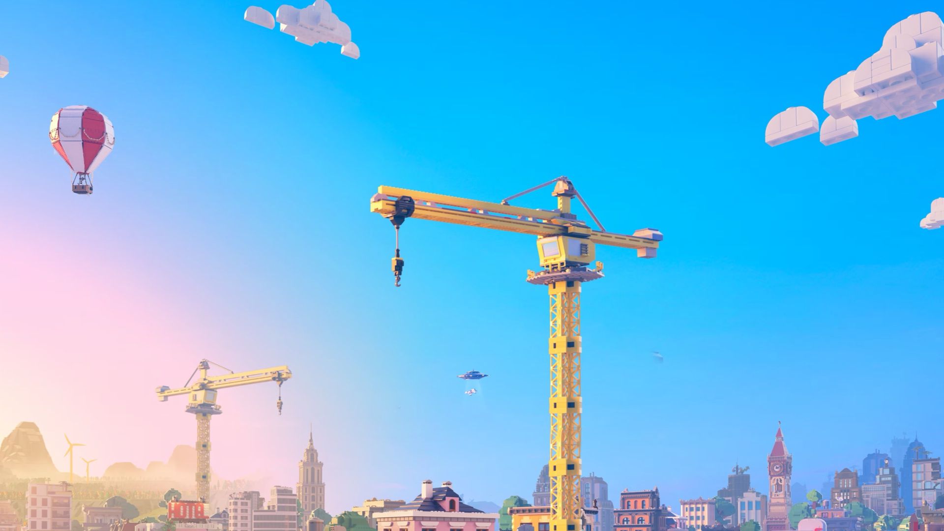 Lego crane in the sky