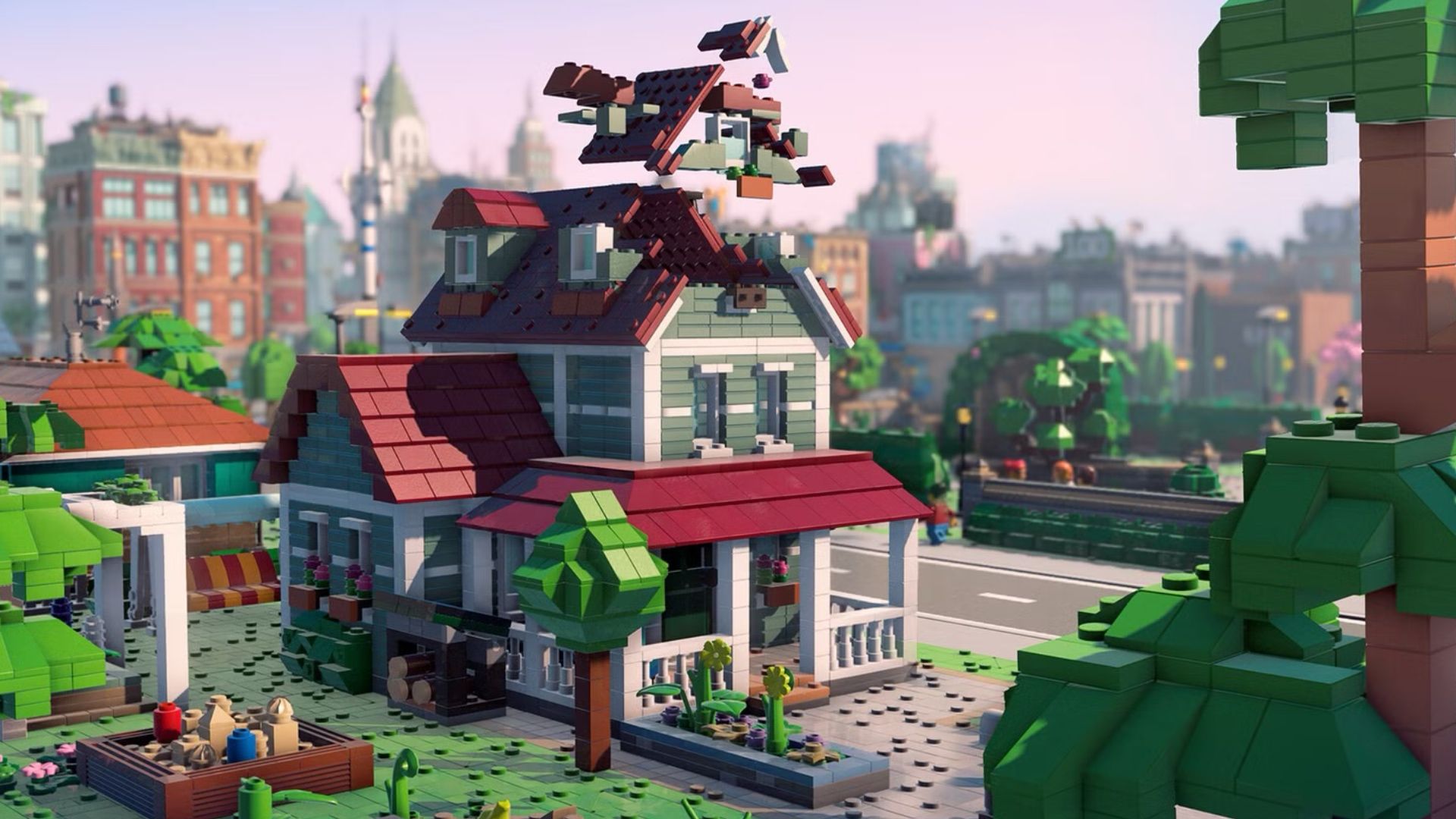 Lego house being build