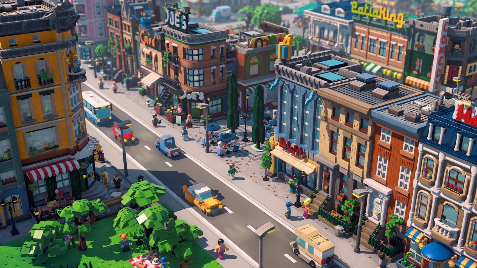 Lego city street from above