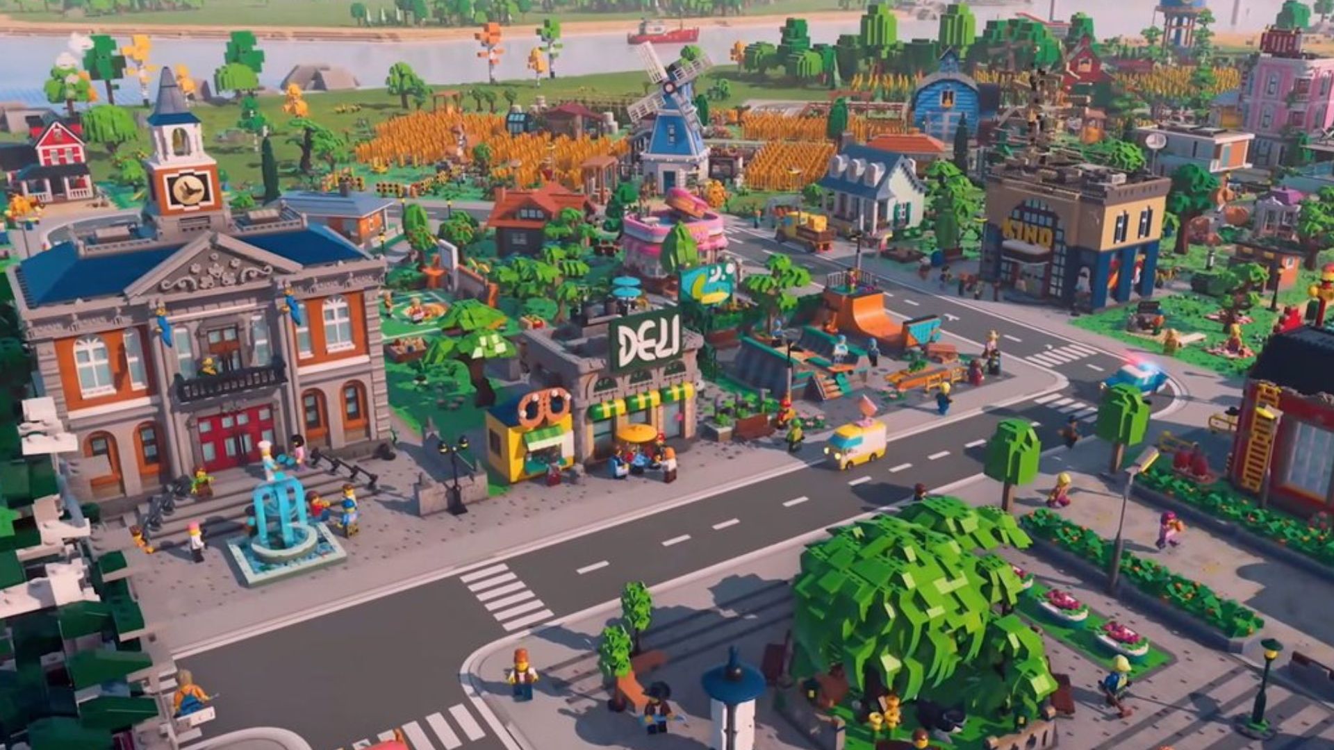 Lego city street from above