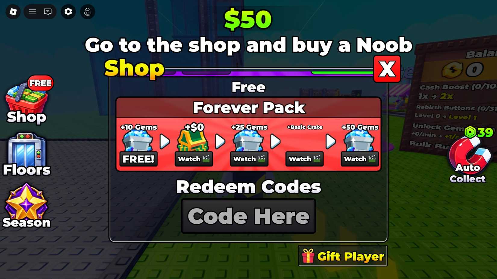 Become a Billionair the codes tab