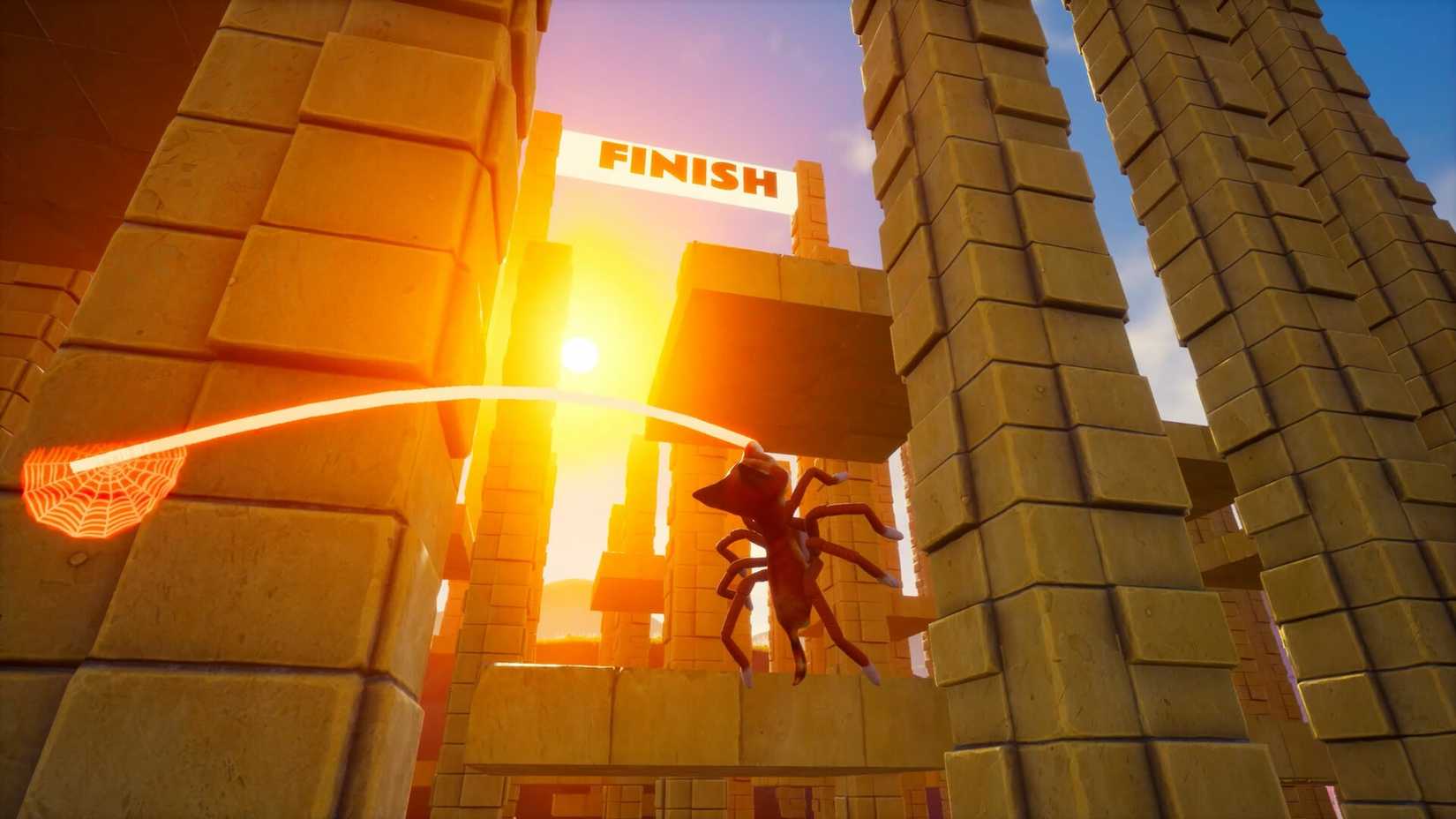 the protagonist in spider fox swinging with a web.