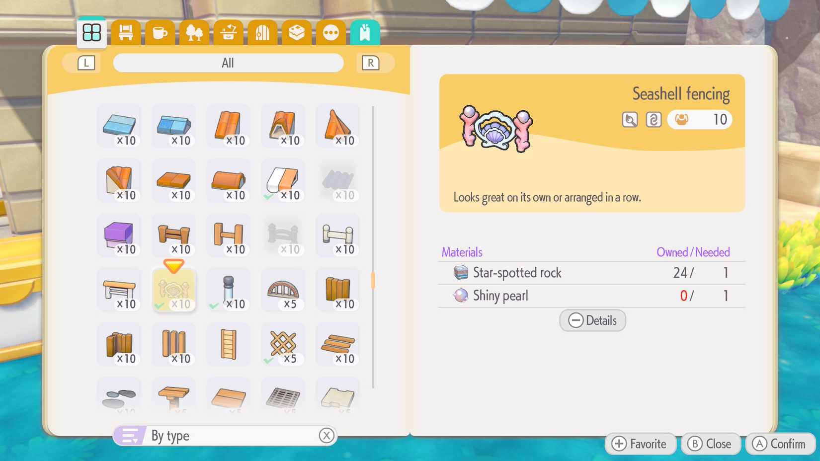 build seashell fencing pokopia