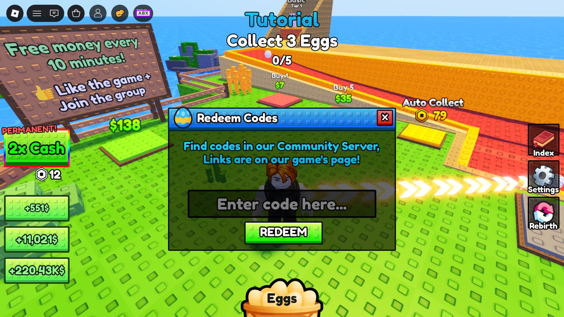 Chicken Farm the codes tab