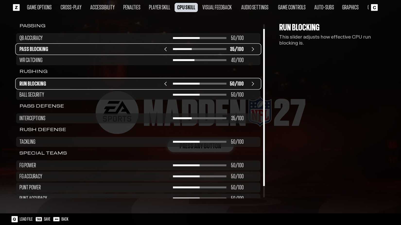 CPU Catching Skills Madden 27