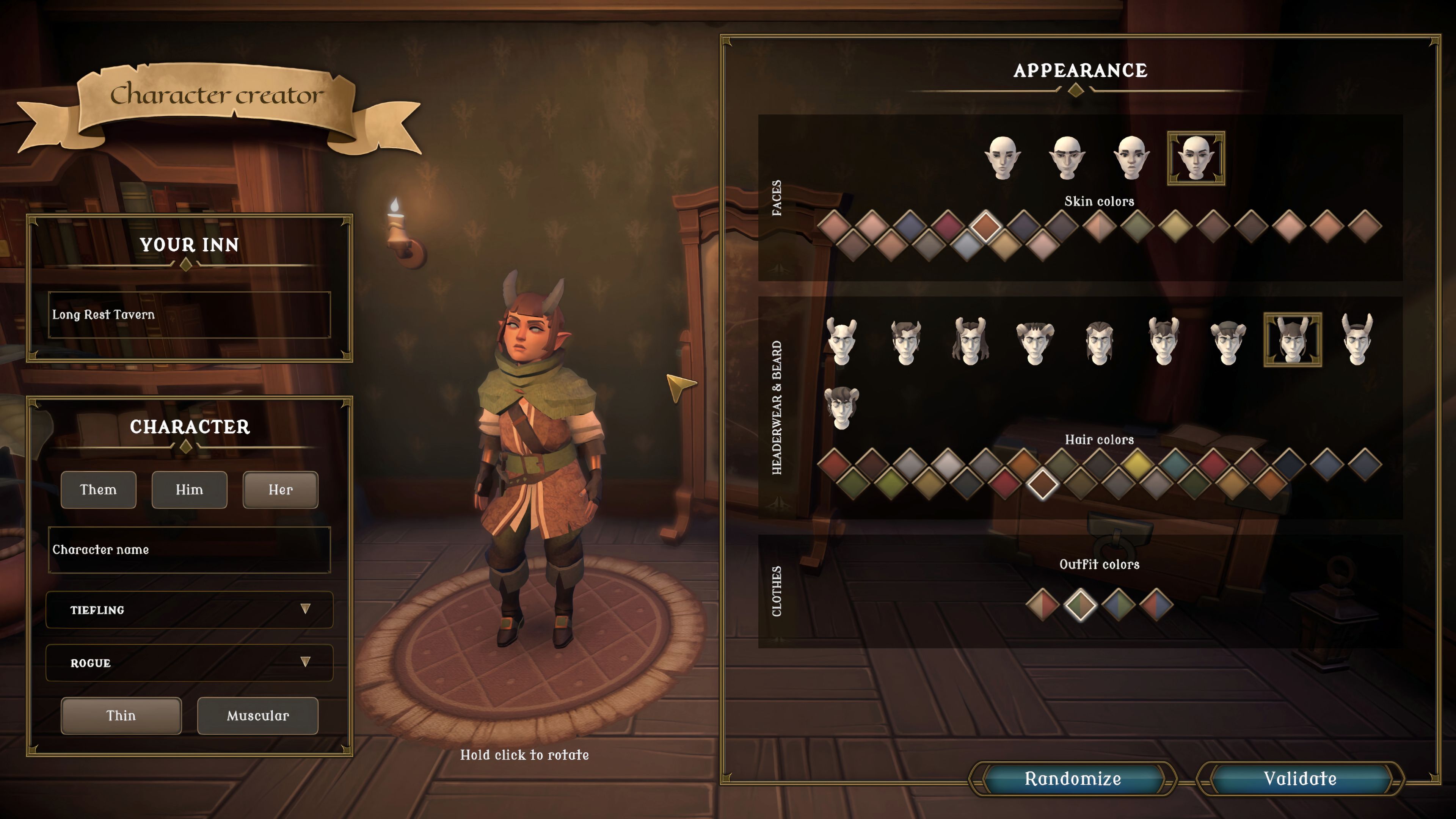 Creating and customizing character in Dungeons and Dragons Long Rest Tavern