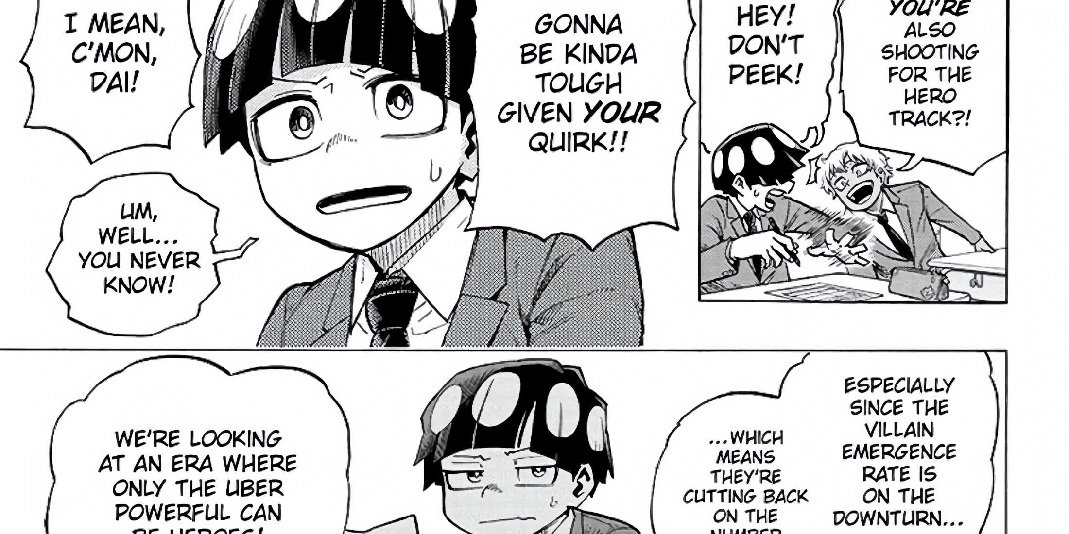 Dai is mocked for his Quirk being weak.